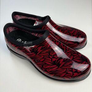 BRAND NEW Sloggers Red Abstract Floral Waterproof Garden & Rain Shoes - Size 8